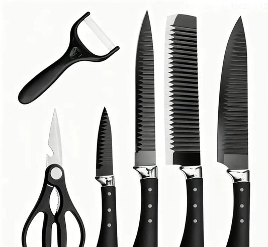 6-Piece Professional Kitchen Knife Set – Black Edition