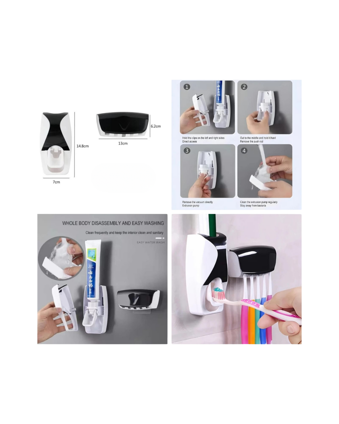 Toothpaste Dispenser with Toothbrush Holder