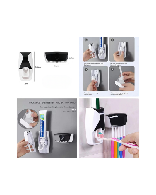 Toothpaste Dispenser with Toothbrush Holder