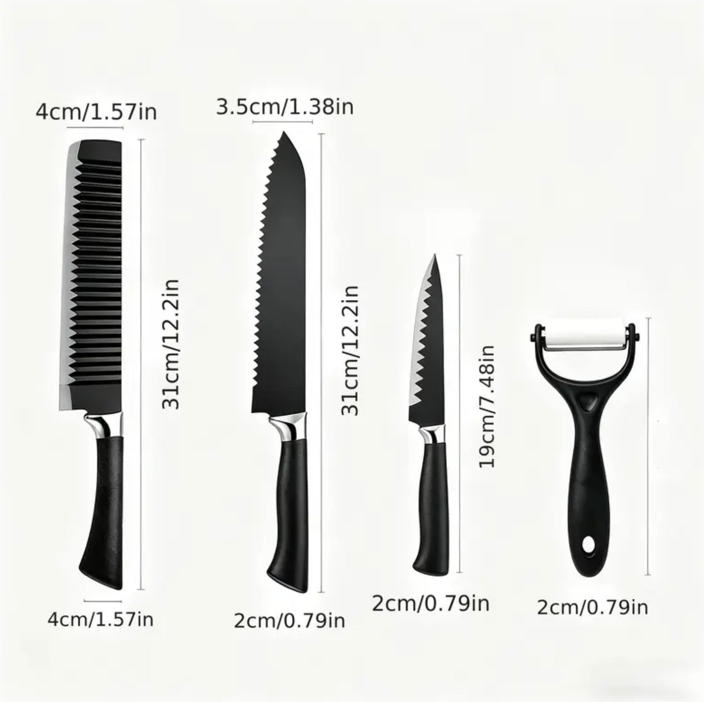 6-Piece Professional Kitchen Knife Set – Black Edition