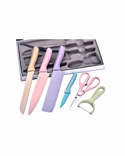 Everrich Pastel 6-Piece Corrugated Kitchen Knife Set