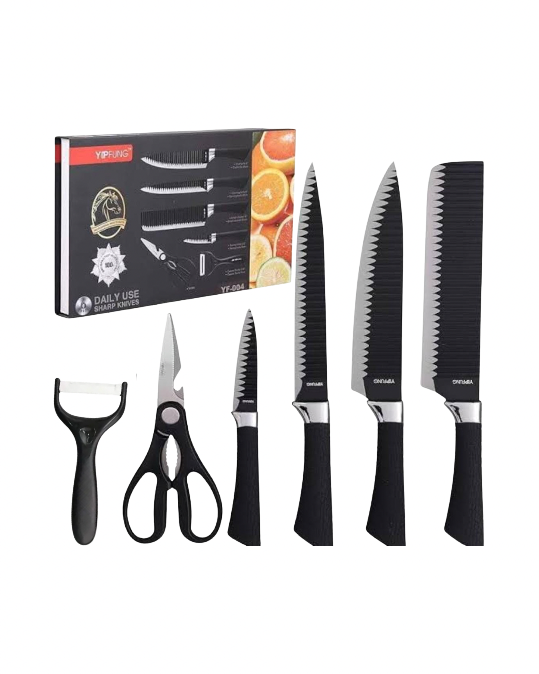 6-Piece Professional Kitchen Knife Set – Black Edition
