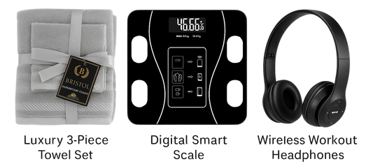 Ultimate Fitness Bundle – Scale + Towel + Headphones